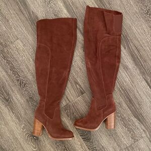 Kelsy Dagger Brooklyn Logan Wide Calf Over the knee Suede Boots CoffeeBean Color